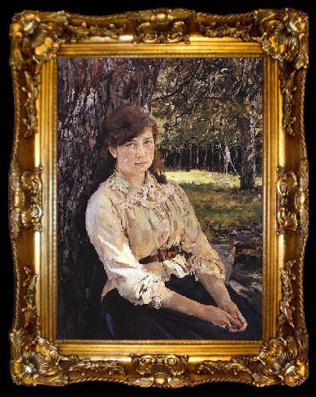 framed  Valentin Serov Girl in the Sunlight Portrait of Maria Simonovich, ta009-2